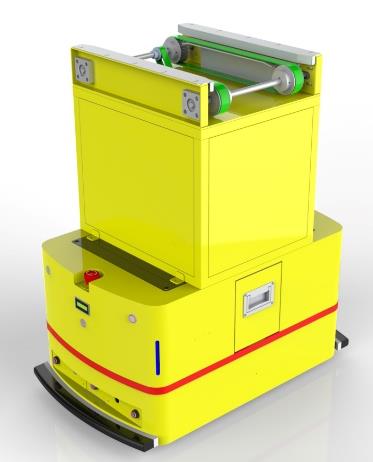 Bidirectional Synchronous Belt Docking AGV (TL-TB-930SX-001) with a yellow base and a top conveyor.