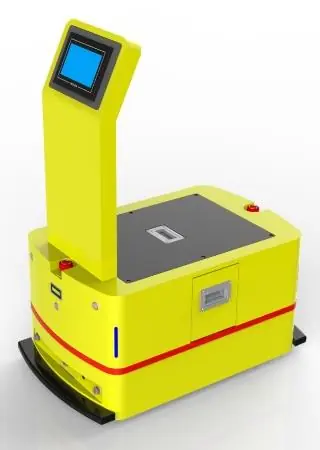 Bidirectional AGV (TL-BF-430SX-002) with a yellow body, black base, and a tall blue screen.