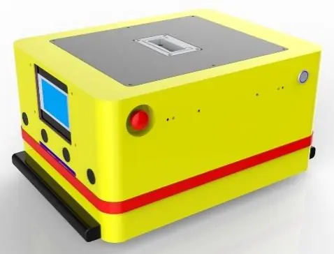 Bidirectional AGV (TL-BF-260SX-001) with a yellow body, black base, and a small blue screen on the front.