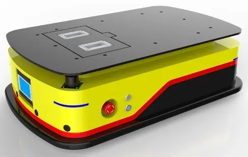 QR Code Navigation Bidirectional AGV (TL-BF-285EW-001) with a yellow body, black base, and a small blue screen on the front.