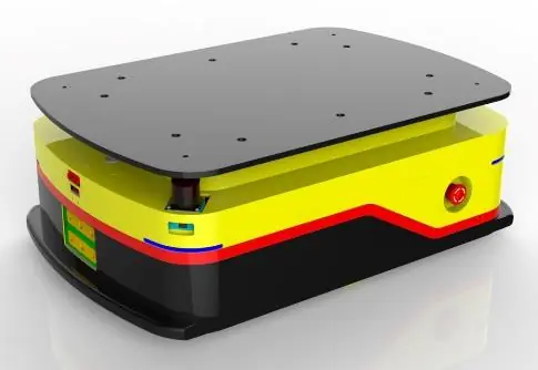 QR Code Navigation Bidirectional AGV (TL-BF-300EW-001) with a yellow body, black base, and a small blue screen on the front.