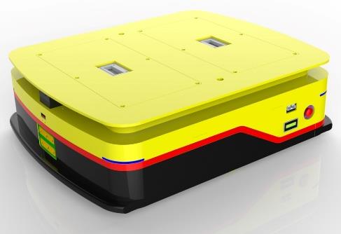 QR Code Navigation Bidirectional AGV (TL-BF-285EW-002) with a yellow body, black base, and a small blue screen on the front.