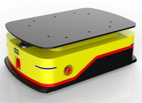 Laser SLAM Navigation Bidirectional AGV (TL-BF-300SL-001) with a yellow body, black base, and a small blue screen on the front.