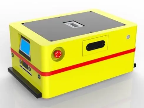Bidirectional AGV (TL-BF-300GSX-001) with a yellow body, black base, and a small blue screen on the front.