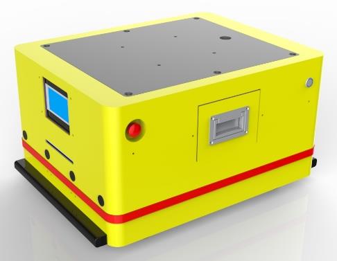Bidirectional AGV (TL-BF-360ML-001) with a yellow body, black base, and a small blue screen on the front.
