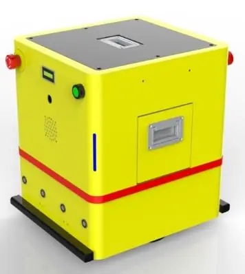 Bidirectional AGV (TL-BF-520GSX-001) with a yellow body, black base, and a small blue screen on the front.