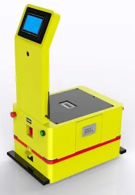 Bidirectional AGV (TL-BF-360SX-002) with a yellow body, black base, and a tall blue screen.