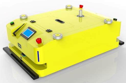 Bidirectional Latent Traction AGV (TL-QF-300SX-001) with a yellow body, black top, and a small screen.