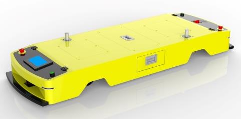 Bidirectional Latent Traction AGV (TL-QF-230SX-001) with a yellow body, black top, and a small screen.