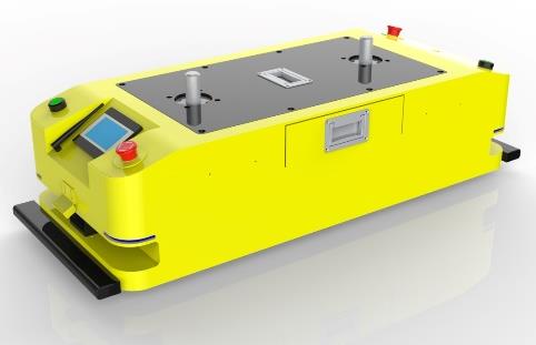 Bidirectional Latent Traction AGV (TL-QF-300SX-002) with a yellow body, black top, and a small screen.