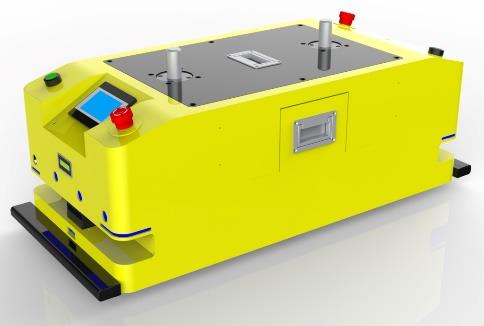 Bidirectional Latent Traction AGV (TL-QF-350SX-001) with a yellow body, black top, and a small screen.