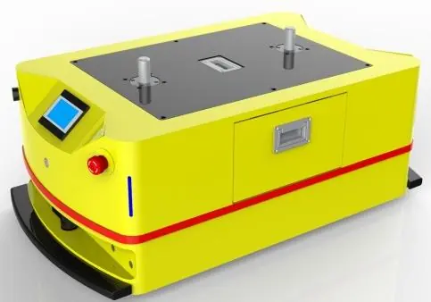 Bidirectional Latent Traction AGV (TL-QF-410SX-002) with a yellow body, black top, and a small screen.