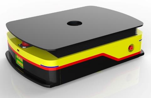 Laser SLAM Navigation Lifting AGV (TL-JS-300SL-001) with a yellow body, black top, and a small screen.