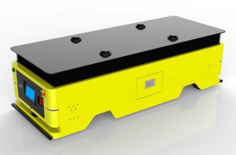 Dual-wheel Latent Lifting AGV (TL-JS-460DL-001) with a yellow body, black top, and a small screen.