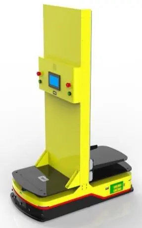 Bidirectional Lifting AGV (TL-TS-1940SX-001) with a yellow vertical mast and a small screen.