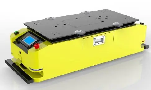 Bidirectional Lifting AGV (TL-JS-325SX-001) with a yellow body, black top, and a small screen.