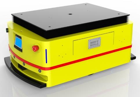Bidirectional Lifting AGV (TL-JS-415SX-001) with a yellow body, black top, and a small screen.