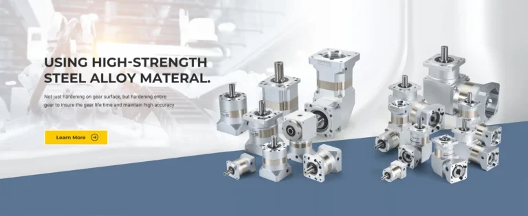 A collection of silver and gold-banded planetary gearboxes of various sizes and configurations, including right-angle and inline types, displayed on a white and blue background. Text lists "ZPLE SERIES, PLFK SERIES, PLEK SERIES, VLF SERIES, PLFS SERIES, PLES SERIES, PLX SERIES, ZPT SERIES."