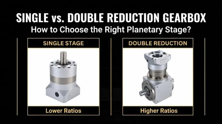 Side-by-side comparison of an inline single-stage planetary gearbox and a right-angle double-reduction gearbox.